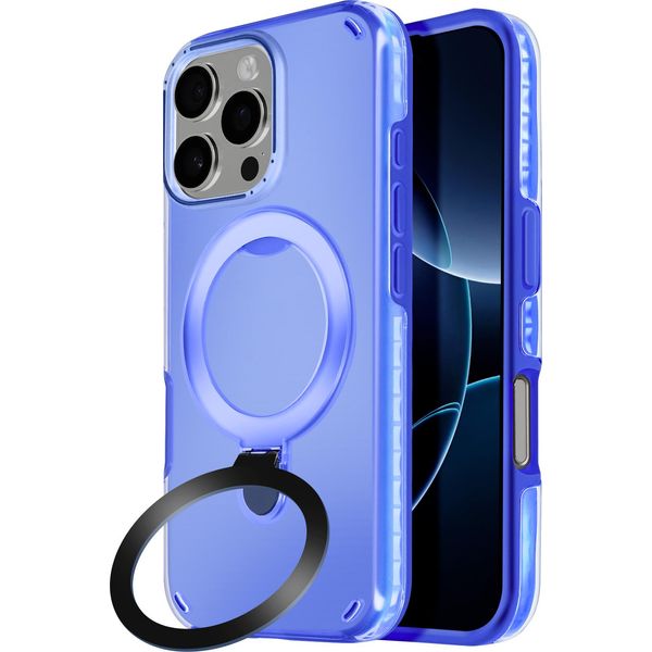 Avizar, Custodia Magsafe Per Apple Iphone 16 Pro Max Antiurto Con Supporto Pieghevole, Blu-image