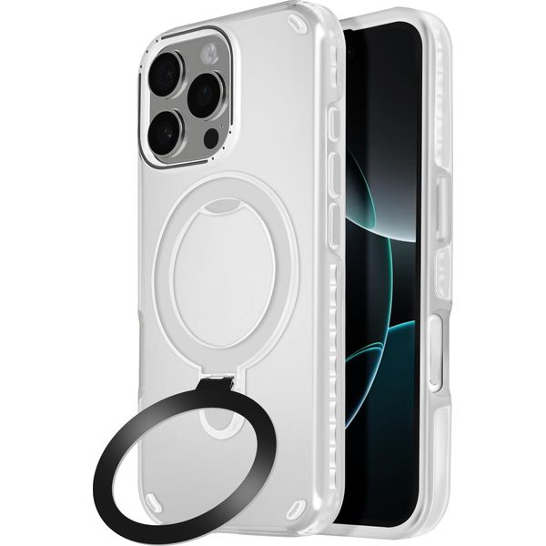 Avizar, Custodia Magsafe Per Apple Iphone 16 Pro Antiurto Con Supporto Pieghevole, Bianco-image