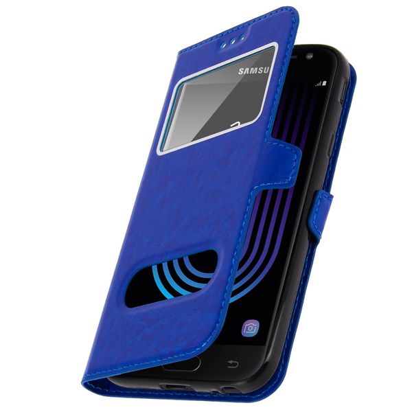 Samsung Galaxy J3 2017 Custodia Protettiva Flip Blu Scuro - Con Funzione Stand-image