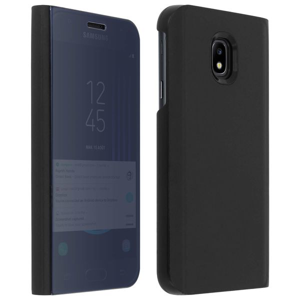 Avizar, Custodia Protettiva Flip Clear View Con Effetto Specchio Per Samsung Galaxy J3 2017, Nero-image