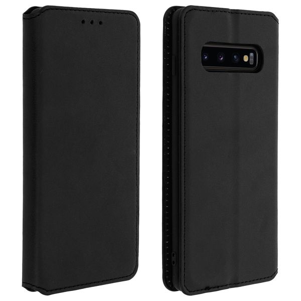 Avizar, Custodia In Ecopelle Flip Classic Edition Per Samsung Galaxy S10, Nero-image