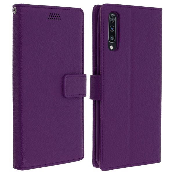 Samsung Galaxy A70 Flip Cover Con Slot Per Schede E Funzione Stand - Viola-image