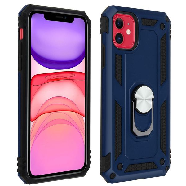 Avizar, Custodia Ibrida Per Cellulare Con Supporto Ad Anello Per Apple Iphone 11, Blu Scuro-image