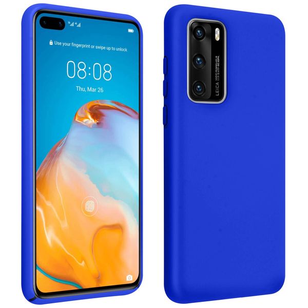 Custodia Semirigida In Silicone Per Cellulare Huawei P40, Soft Touch - Blu-image