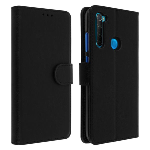 Avizar, Custodia Pieghevole In Ecopelle Per Xiaomi Redmi Note 8 / Note 8 2021, Nero-image