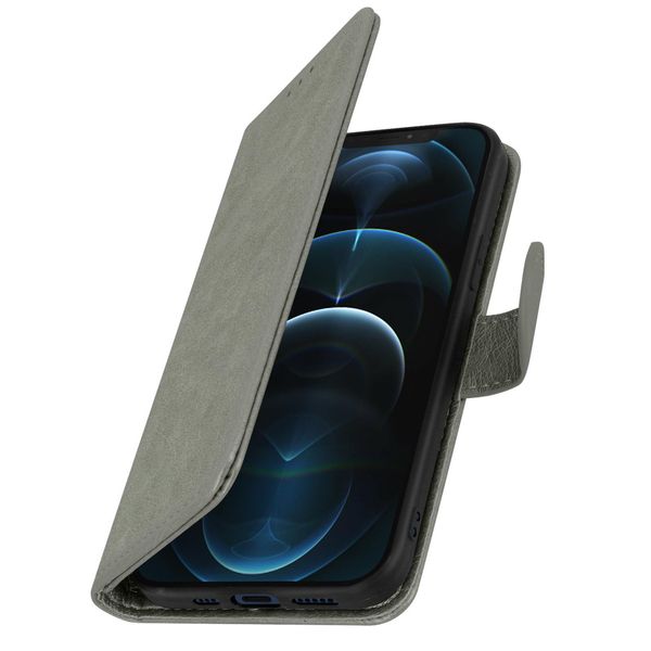 Custodia In Pelle Finta Con Funzione Stand Per Apple Iphone 12 Pro Max - Grigio-image