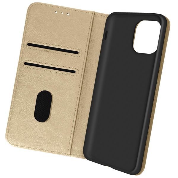 Custodia In Pelle Finta Con Funzione Di Supporto Per Apple Iphone 13 Pro Max - Oro-image