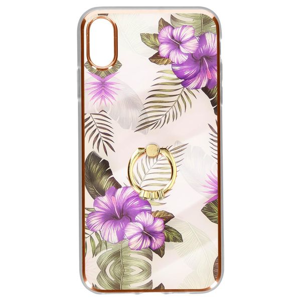 Custodia Ibrida Per Cellulare Con Supporto Ad Anello Per Apple Iphone Xs Max - Fiori-image