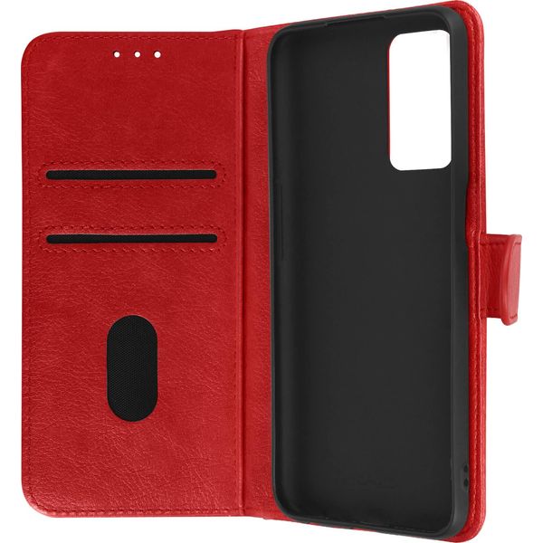 Custodia In Pelle Finta Con Funzione Di Supporto Per Oppo A16 / A16S - Rosso-image