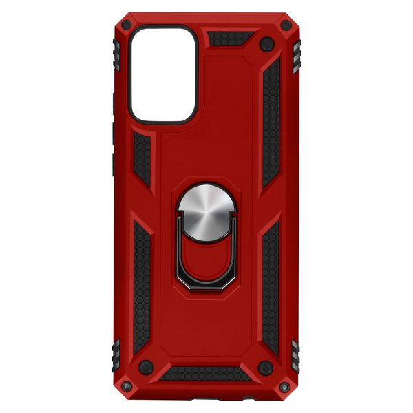 Custodia Ibrida Per Cellulare Con Supporto Ad Anello Per Samsung Galaxy A02S - Rosso-image