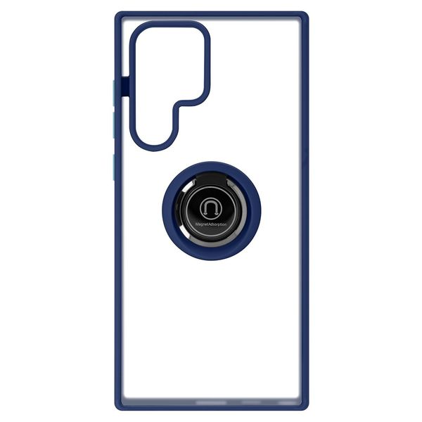 Avizar, Custodia Ibrida Per Cellulare Con Supporto Per Anello Samsung Galaxy S22 Ultra, Blu-image