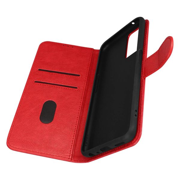 Custodia In Pelle Finta Con Funzione Di Supporto Per Oppo A76, A96, Realme 9I - Rosso-image
