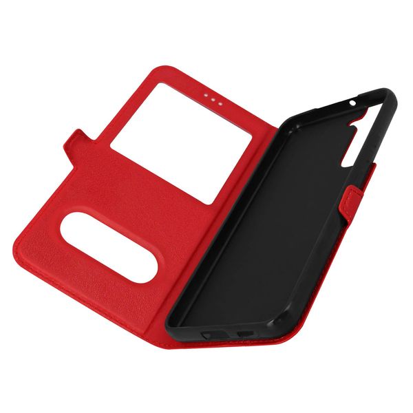 Cover Samsung Galaxy S22 Plus Con Doppia Finestra E Funzione Stand - Rosso-image