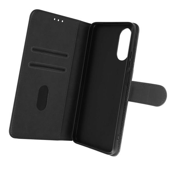 Custodia In Pelle Finta Con Funzione Di Supporto Per Oppo A17 - Nero-image