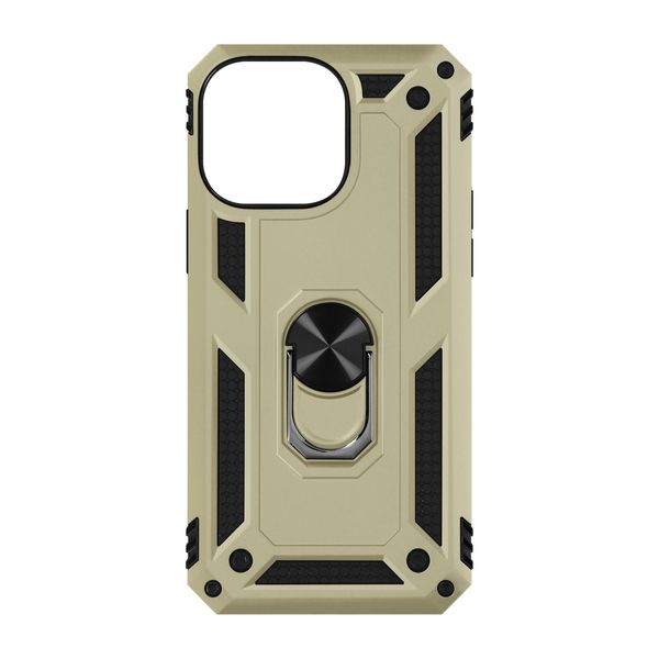 Custodia Ibrida Per Cellulare Con Supporto Ad Anello Per Apple Iphone 15 Pro Max - Oro-image