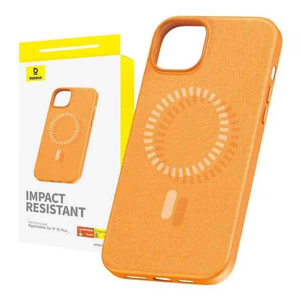 Baseus Fauxther Serie Custodia Magnetica Per Iphone 15 Plus (Arancione)-image