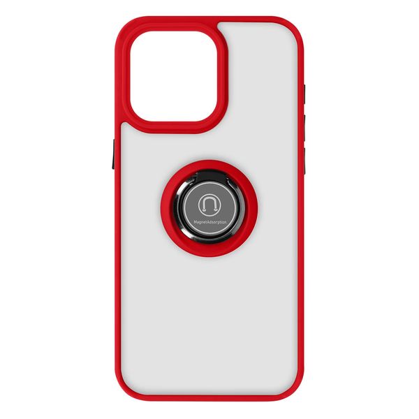 Custodia Ibrida Per Cellulare Con Supporto Ad Anello Per Apple Iphone 15 Pro Max - Rosso-image