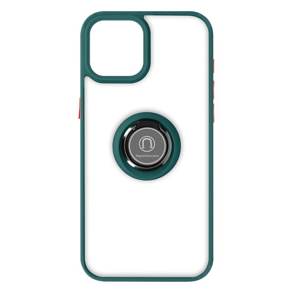 Custodia Ibrida Per Cellulare Con Supporto Ad Anello Per Apple Iphone 15 Plus - Verde Scuro-image