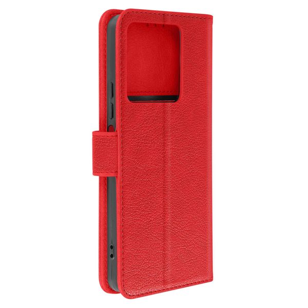 Avizar, Custodia In Pelle Finta Con Funzione Di Supporto Xiaomi Redmi Note 13 5G, Rosso-image