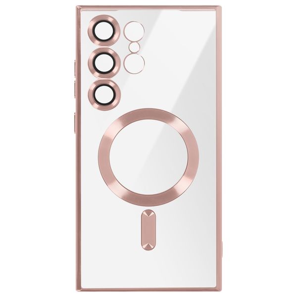 Avizar, Custodia In Silicone Magsafe Per Samsung S24 Ultra Con Cornice Cromata, Oro Rosa-image