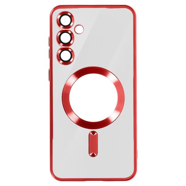 Avizar, Custodia In Silicone Magsafe Per Samsung S24 Con Cornice Cromata, Rosso-image