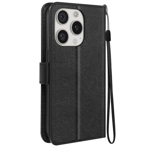 Mayaxess, Custodia A Portafoglio Apple Iphone 15 Pro Funzione Stand Con Cinturino, Nero-image