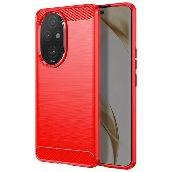 Avizar, Custodia Protettiva Flessibile Per Honor 200 Pro, Effetto Carbonio, Rosso-image