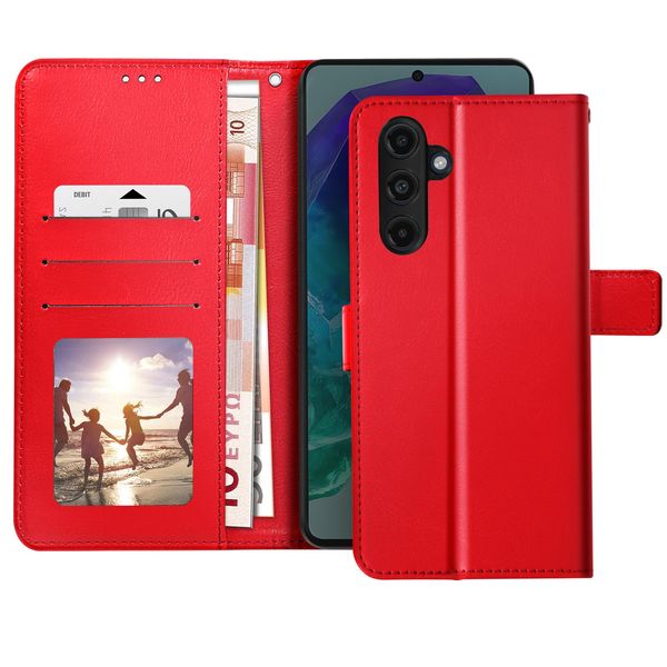 Avizar, Samsung Galaxy M55 Cover Portafoglio Vintage Con Funzione Stand, Rosso-image