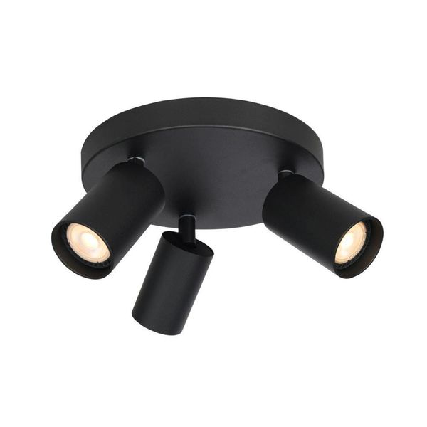 Plafoniera Nera Rotonda Ø22Cm Tre Faretti Mobili Per Soggiorno Cucina 3Xgu10 10W Nesto Italux-image