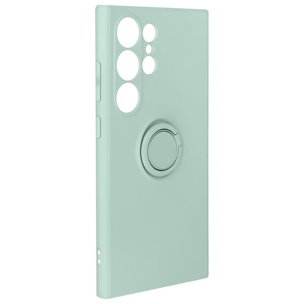 Avizar, Custodia Soft Touch Con Supporto Per Anello Samsung Galaxy S24 Ultra, Verde Chiaro-image