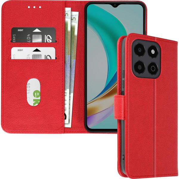Avizar, Custodia In Ecopelle Con Funzione Di Supporto Per Honor X6B, Rosso-image