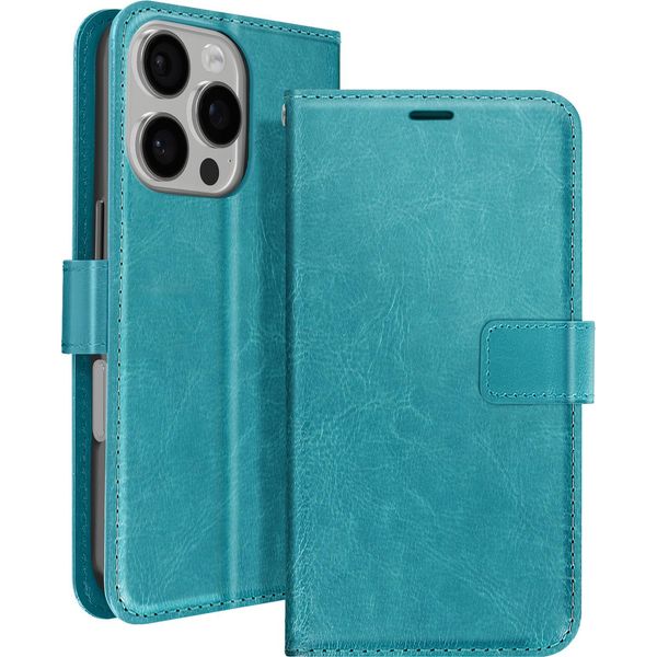 Mayaxess, Custodia A Portafoglio Apple Iphone 16 Pro Funzione Stand Con Cinturino A Mano, Blu Turchese-image