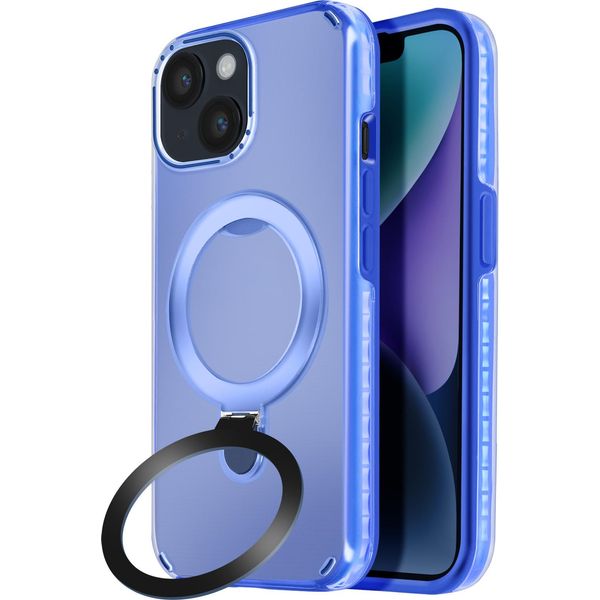 Avizar, Custodia Magsafe Per Apple Iphone 13 / 14 Antiurto Con Supporto Pieghevole, Blu-image