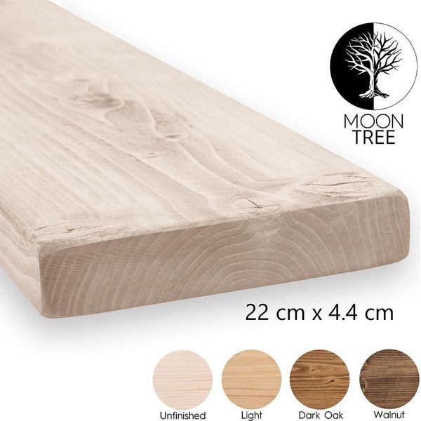 Moontree | Mensola Da Parete Rustica In Legno Liden, 22X4,4X210Cm, Non Cerata | Mensola Da Appendere, Mensola Da Parete In Legno Per Il Soggiorno-image