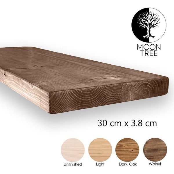 Moontree | Mensola Da Parete Rustica In Legno Ivar, 30X3,8X210Cm, Noce | Mensola Da Appendere, Mensola Da Parete In Legno Per Il Soggiorno-image