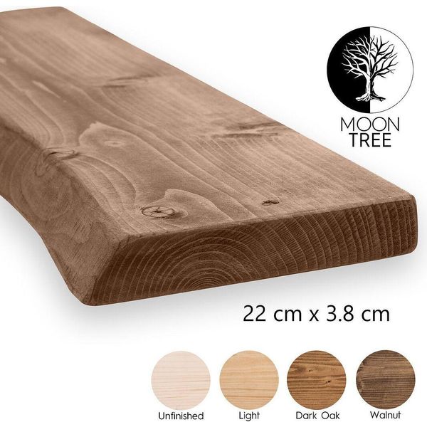 Moontree | Mensola Da Parete In Legno Rustico Aksel, 40Cmx22Cmx3,8Cm, Noce | Mensola Da Appendere, Mensola Da Parete In Legno Per Il Soggiorno-image