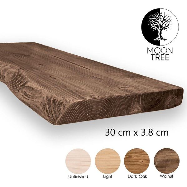 Moontree | Mensola Da Parete In Legno Rustico Elvar, 30Cmx3,8Cmx70Cm, Noce | Mensola Da Appendere, Mensola Da Parete In Legno Per Il Soggiorno-image