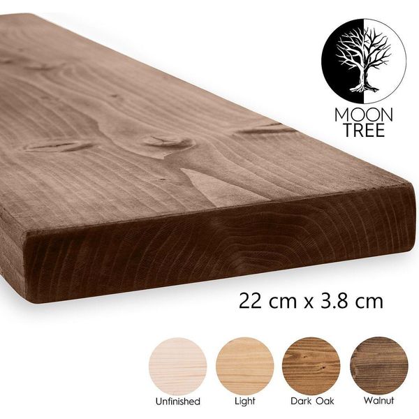 Moontree | Mensola Da Parete Rustica In Legno Berg, 22X3,8X50Cm, Noce | Mensola Da Appendere, Mensola Da Parete In Legno Per Il Soggiorno-image