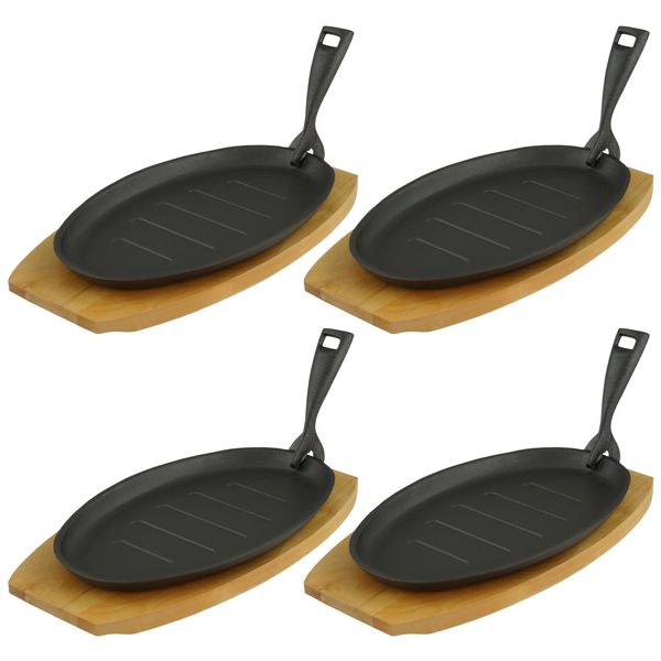Padella Con Asse Di Servizio Ovale 27,5 X17,5 X 2 Cm In Ghisa 4 Pezzi In Un Set-image