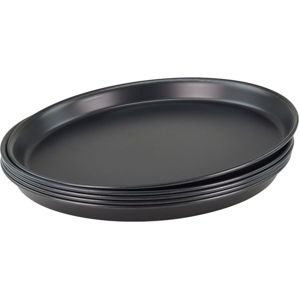 5 Pezzi Vassoio Per Pizza Rotondo In Metallo Blu Ø 28Cm Qualità Professionale Pesante-image
