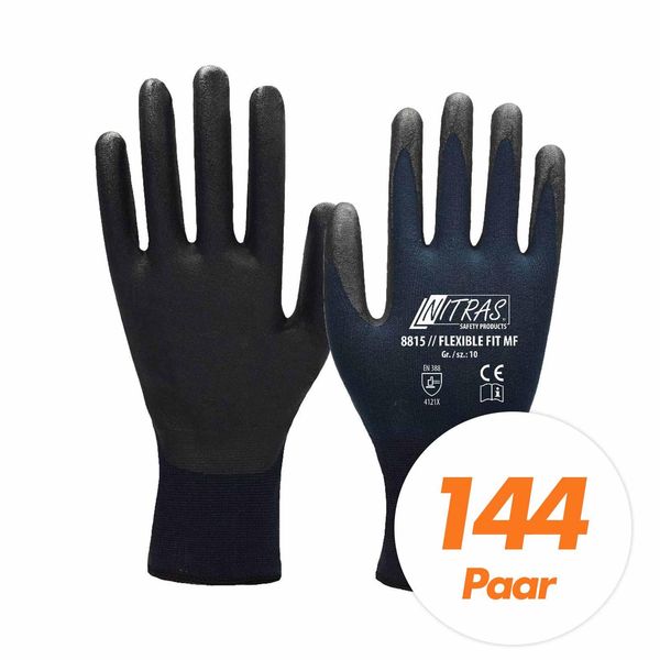 Nitras Safety 8815-11 Nitras Safety Unisex Arbeitshandschuhe 8815 Flexible Fit Mf Blau GrößE 11, 12 Paar-image