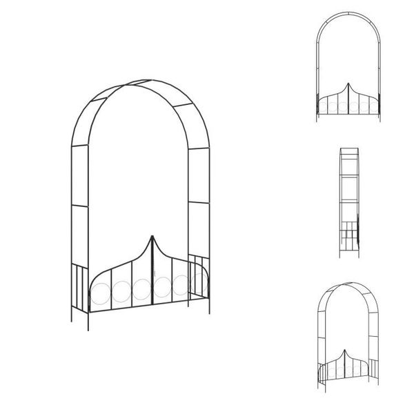 Vidaxl Arco Di Rose Con Cancello Nero 138 X 40 X 238 Cm In Ferro - Archi Di Rose, Graticci E Pergole-image