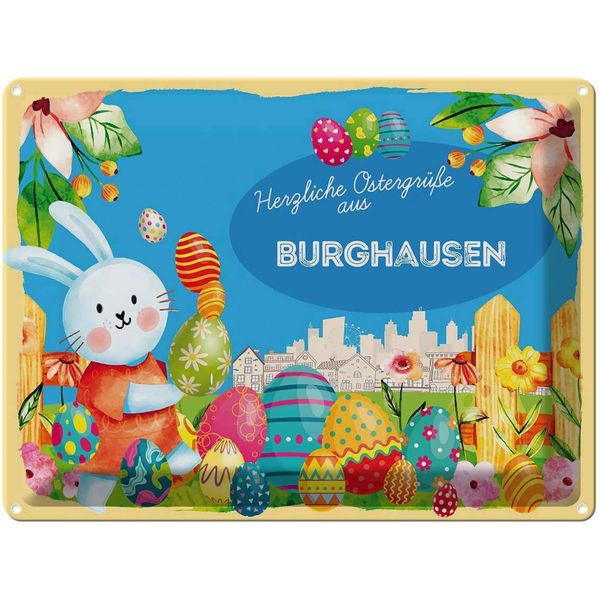 Vianmo Insegna Di Latta 30X40 Cm Ostern OstergrüßE Burghausen-image