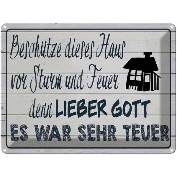 Vianmo Insegna Di Latta 30X40 Cm BeschüTze Dieses Haus Vor Sturm-image
