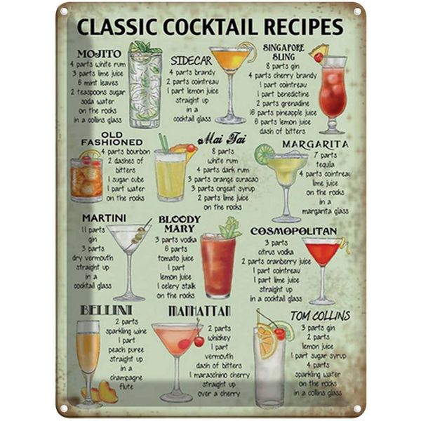 Vianmo Insegna Di Latta 40X30 Cm Retept Classic Cocktails Recipes Mojito-image