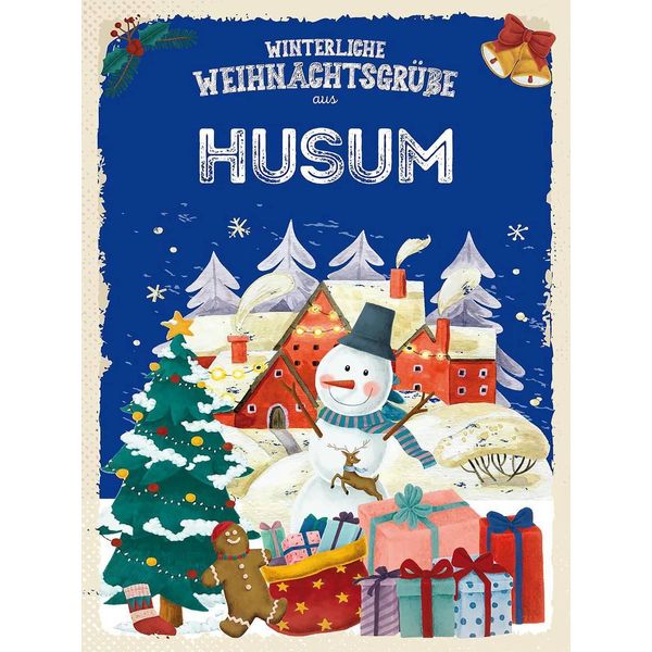 Vianmo Insegna In Legno 40X30 Cm WeihnachtsgrüßE Aus Husum-image