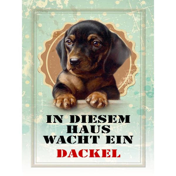 Vianmo Insegna In Legno 40X30 Cm Hund In Diesem Haus Wacht Ein Dackel-image