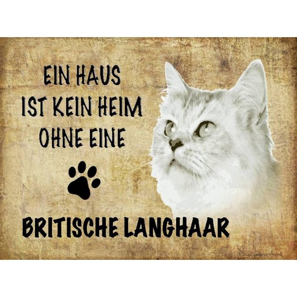 Vianmo Insegna In Legno 30X40 Cm Britische Langhaar Katze-image