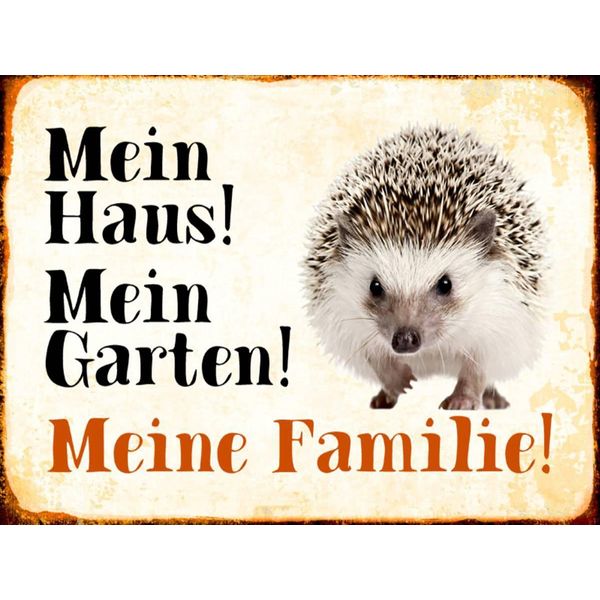 Vianmo Insegna In Legno 30X40 Cm Tiere Igel Mein Haus Garten Familie-image
