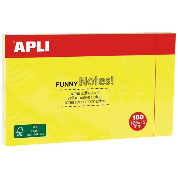 Apli 15002 Apli Haftnotizen "Funny Notes!"", 125 X 75 Mm, Neongelb"-image